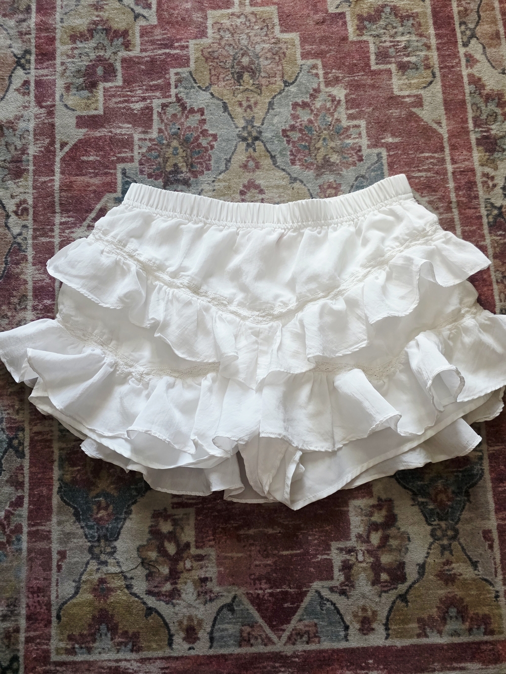 White Ruffle Layered Women’s Shorts